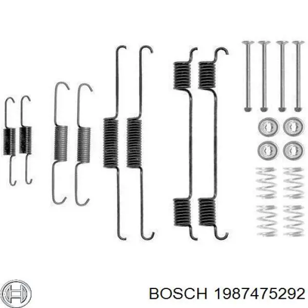 1987475292 Bosch kit de montaje, zapatas de freno traseras