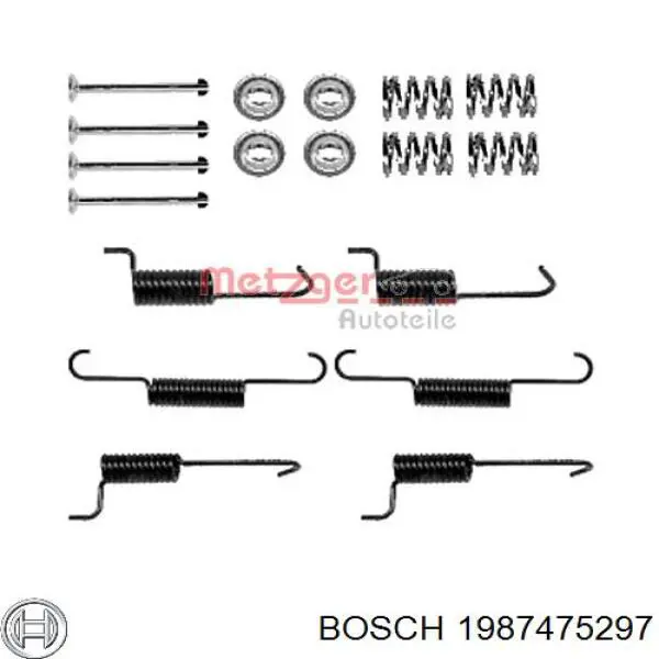 1987475297 Bosch kit de montaje, zapatas de freno traseras