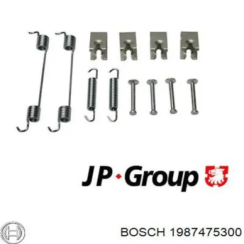 1987475300 Bosch kit de montaje, zapatas de freno traseras