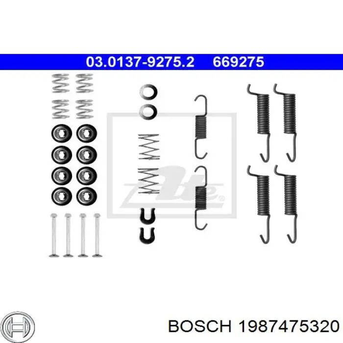 Kit de montaje de zapatas de freno traseras Bosch 1987475320 precio, desde 12,58 EUR