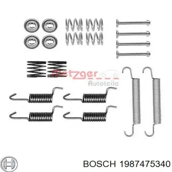 1987475340 Bosch kit de montaje, zapatas de freno traseras