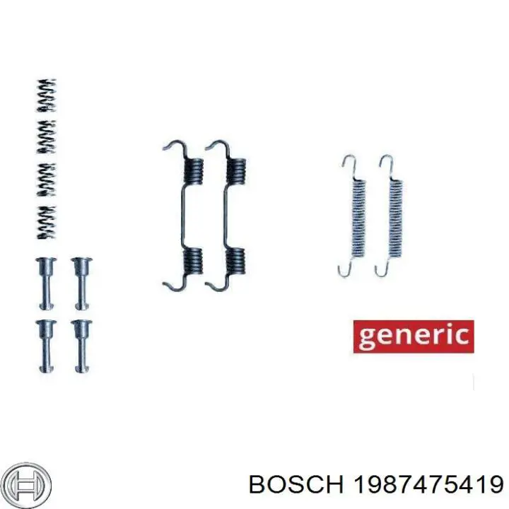 1987475419 Bosch kit de montaje, zapatas de freno traseras