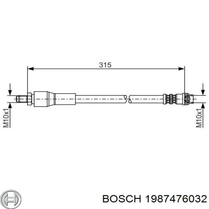 1 987 476 032 Bosch latiguillo de freno delantero
