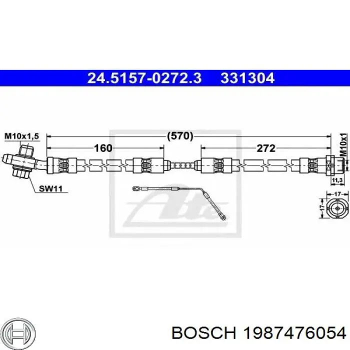 1987476054 Bosch latiguillo de freno trasero izquierdo