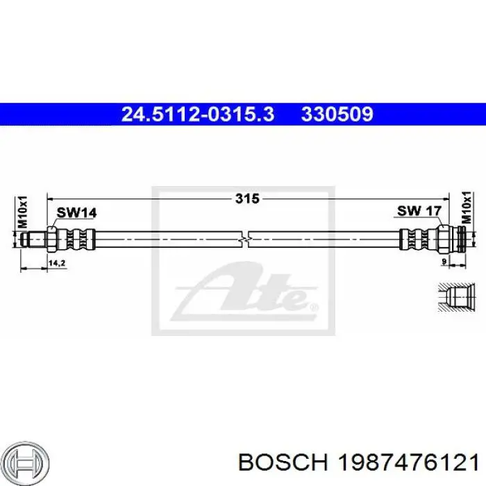 1987476121 Bosch latiguillo de freno trasero