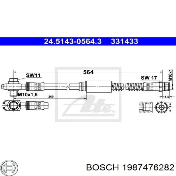 Comprar 1987476282 Bosch Latiguillos de freno delantero
