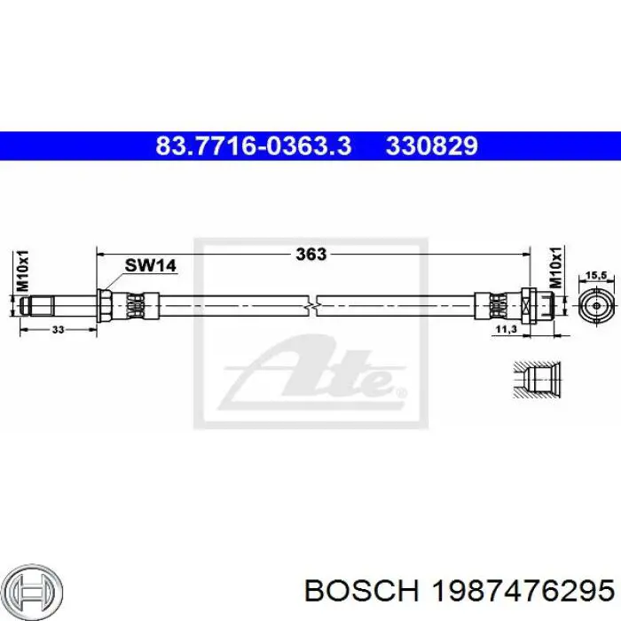 Latiguillos de freno delantero 1987476295 Bosch