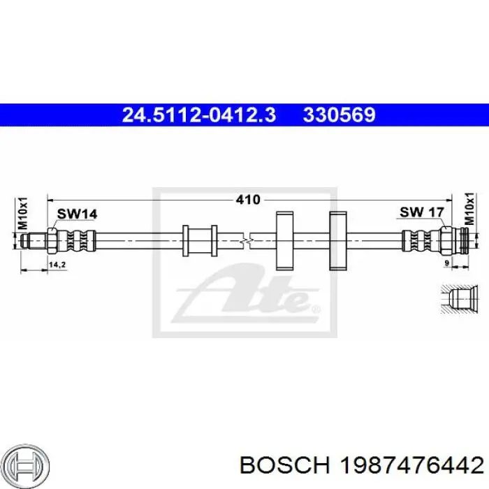 Latiguillo de freno delantero BOSCH 1987476442