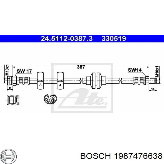 1987476638 Bosch latiguillo de freno delantero