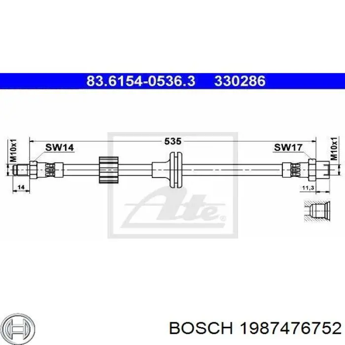 1987476752 Bosch latiguillo de freno delantero