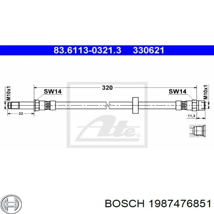 1987476851 Bosch latiguillo de freno delantero