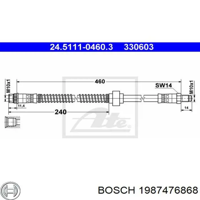 1987476868 Bosch latiguillo de freno delantero