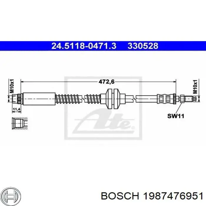 1987476951 Bosch latiguillo de freno delantero