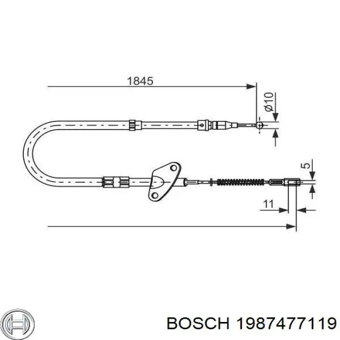 1987477119 Bosch cable de freno de mano trasero izquierdo