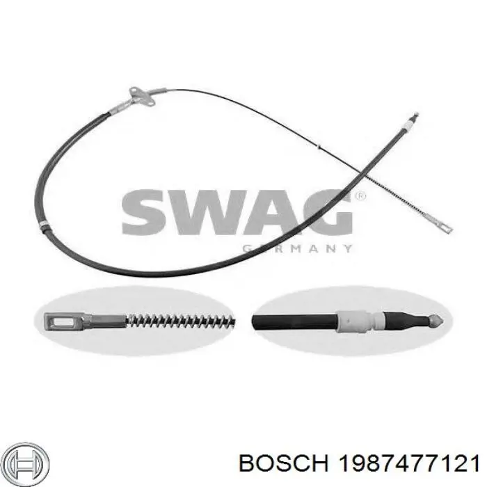 1987477121 Bosch cable de freno de mano trasero derecho