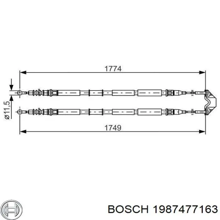 Cable de freno de mano trasero derecho/izquierdo Bosch 1987477163