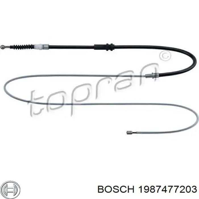 1987477203 Bosch cable de freno de mano trasero derecho/izquierdo