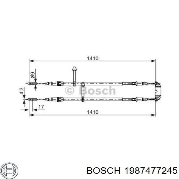 1987477245 Bosch cable de freno de mano trasero derecho/izquierdo