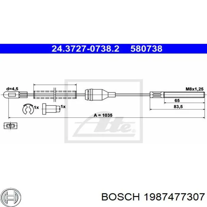 330260 Adriauto cable de freno de mano trasero derecho