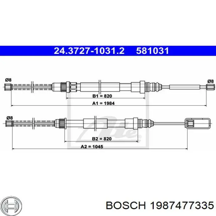 6025002628 Renault (RVI) cable de freno de mano trasero izquierdo