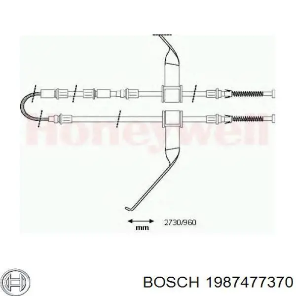 1987477370 Bosch cable de freno de mano trasero derecho/izquierdo