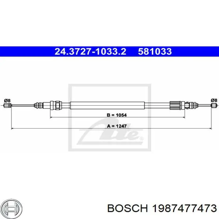 1987477473 Bosch cable de freno de mano trasero derecho/izquierdo