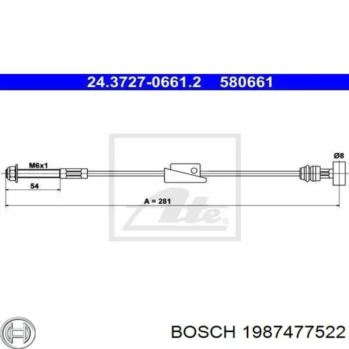 1987477522 Bosch cable de freno de mano delantero