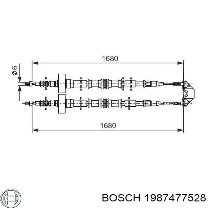 1987477528 Bosch cable de freno de mano trasero derecho/izquierdo