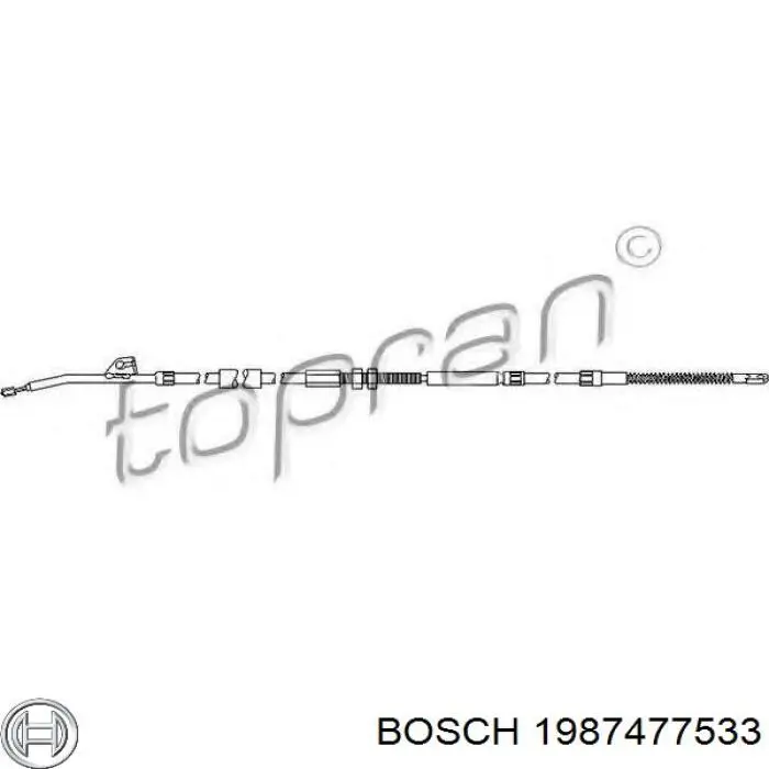 1987477533 Bosch cable de freno de mano trasero izquierdo