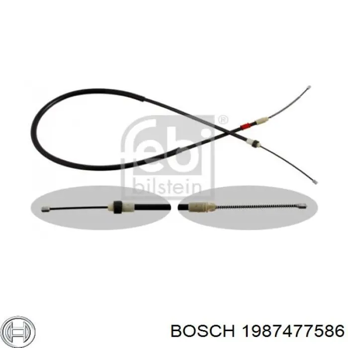 1 987 477 586 Bosch cable de freno de mano trasero derecho/izquierdo