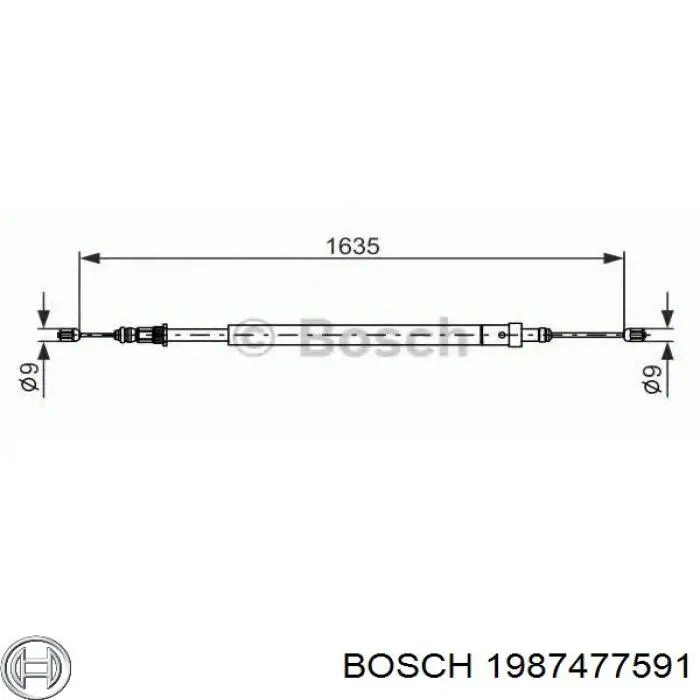 1987477591 Bosch cable de freno de mano trasero derecho