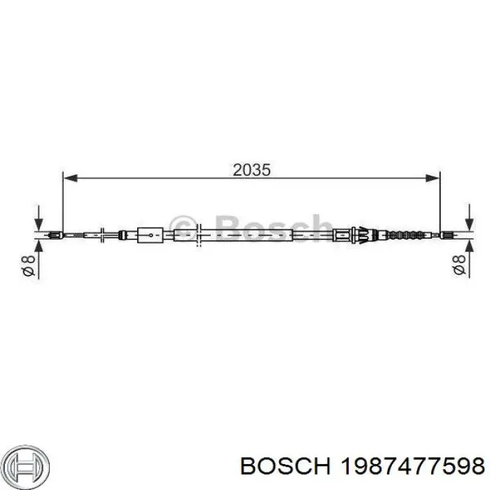 1987477598 Bosch cable de freno de mano trasero derecho/izquierdo