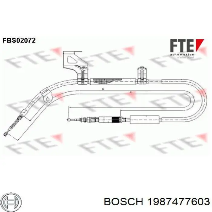1987477603 Bosch cable de freno de mano trasero izquierdo