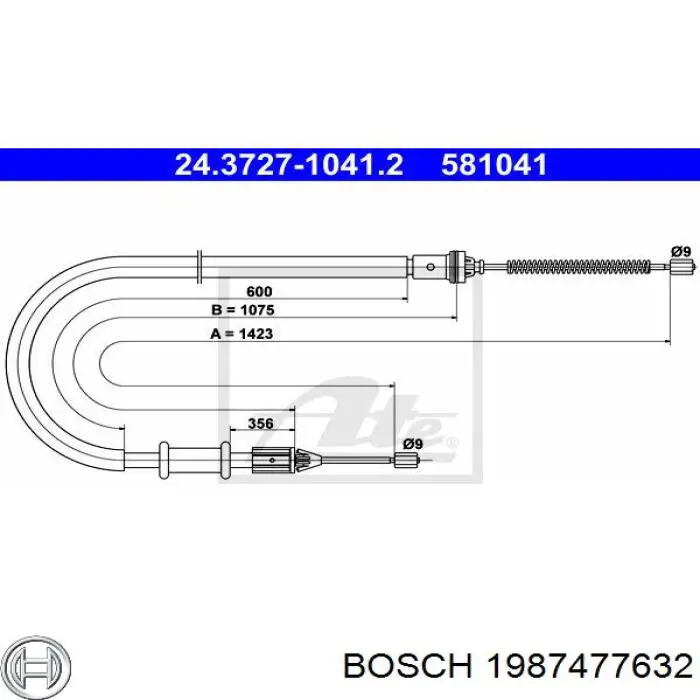 1987477632 Bosch cable de freno de mano trasero izquierdo