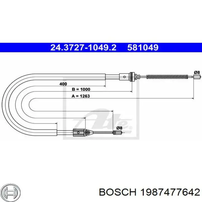 1987477642 Bosch cable de freno de mano trasero izquierdo