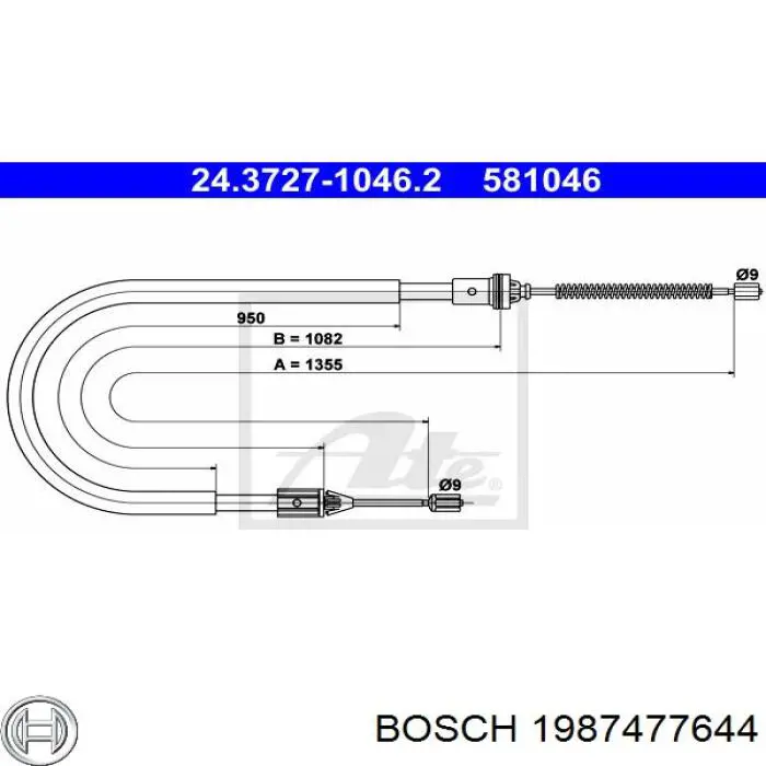8AS355662451 HELLA cable de freno de mano trasero derecho
