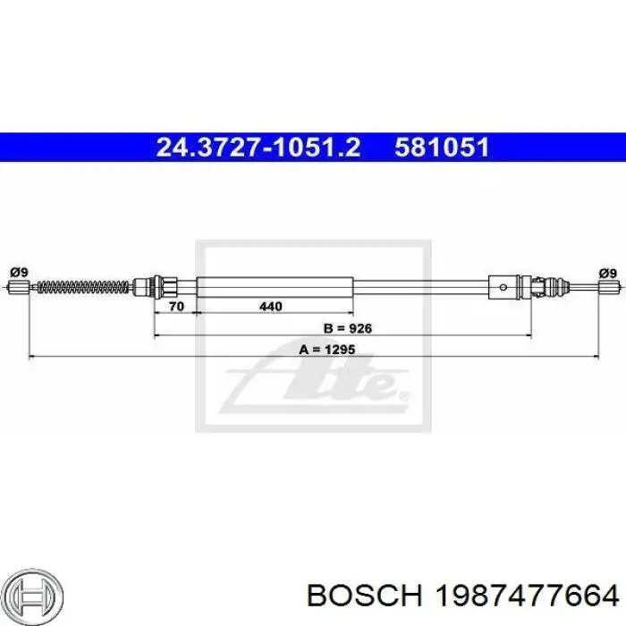 4400243 Opel cable de freno de mano trasero izquierdo