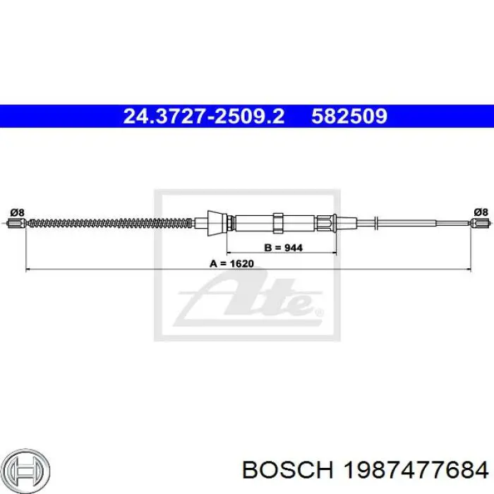 1987477684 Bosch cable de freno de mano trasero derecho/izquierdo