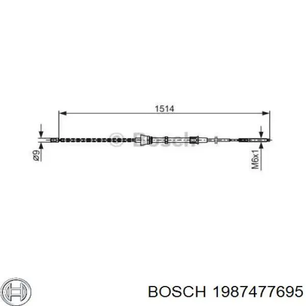 1987477695 Bosch cable de freno de mano trasero derecho/izquierdo