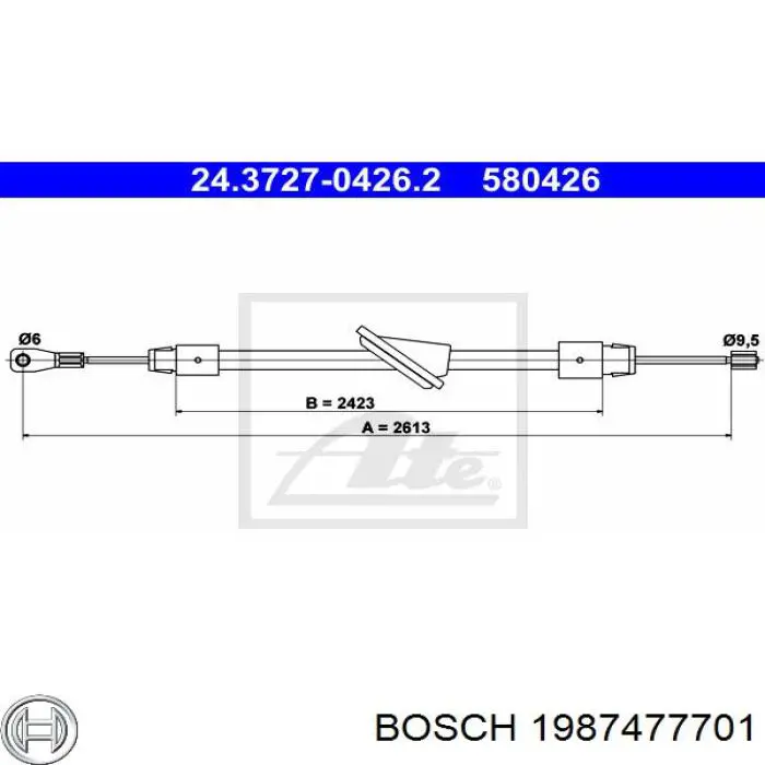 1987477701 Bosch cable de freno de mano delantero