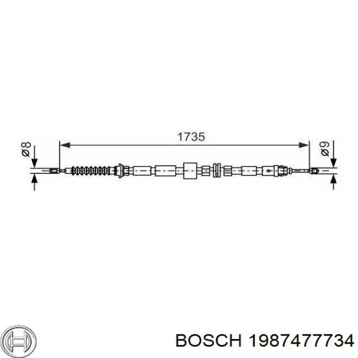 1987477734 Bosch cable de freno de mano trasero derecho/izquierdo