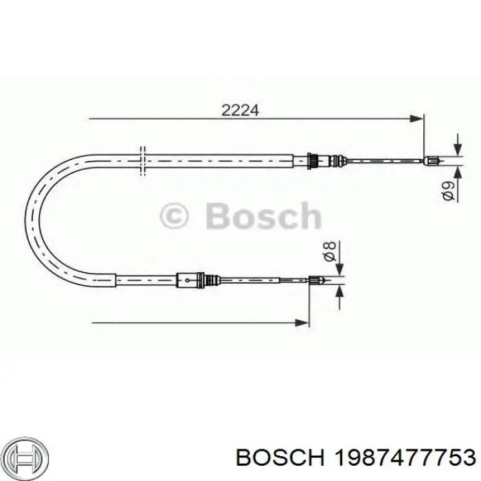 1987477753 Bosch cable de freno de mano trasero derecho