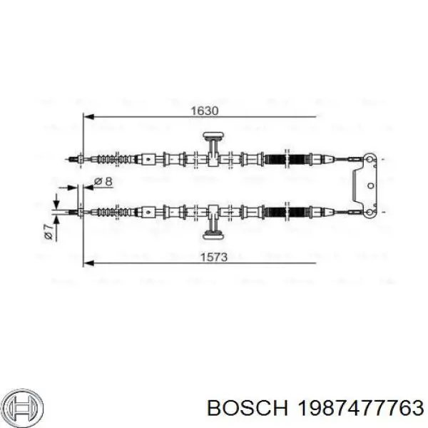 1987477763 Bosch Cable de freno de mano trasero derecho/izquierdo