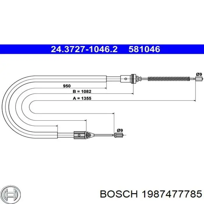 1987477785 Bosch cable de freno de mano trasero derecho