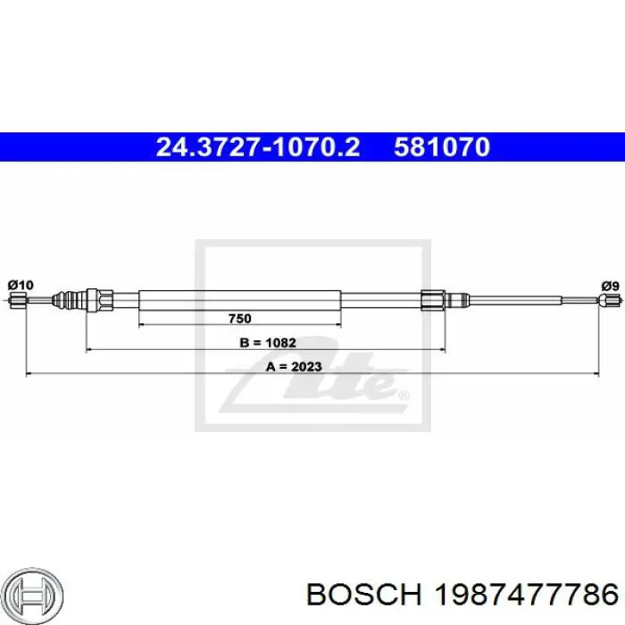 2001073 Beca Cables Cable de freno de mano trasero derecho/izquierdo