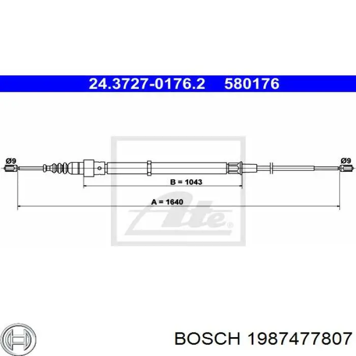 Cable de freno de mano trasero derecho/izquierdo 1987477807 Bosch