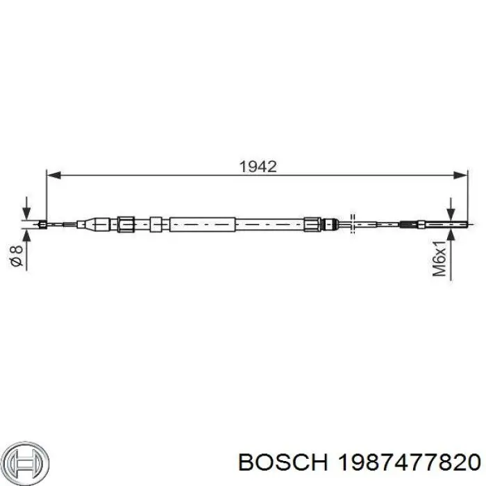 1987477820 Bosch cable de freno de mano trasero derecho/izquierdo