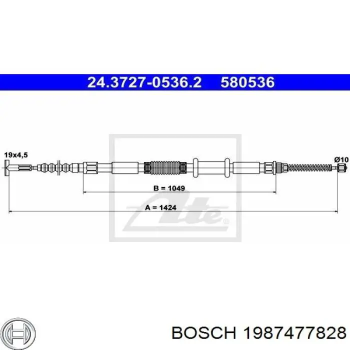 1987477828 Bosch cable de freno de mano trasero izquierdo