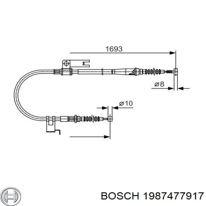 1 987 477 917 Bosch cable de freno de mano trasero izquierdo