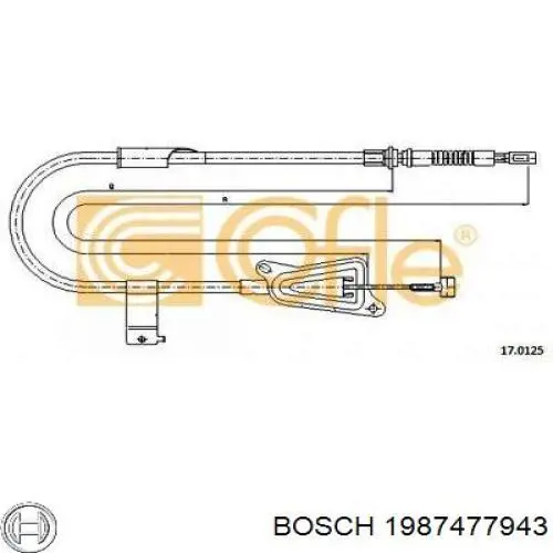 1987477943 Bosch cable de freno de mano trasero derecho